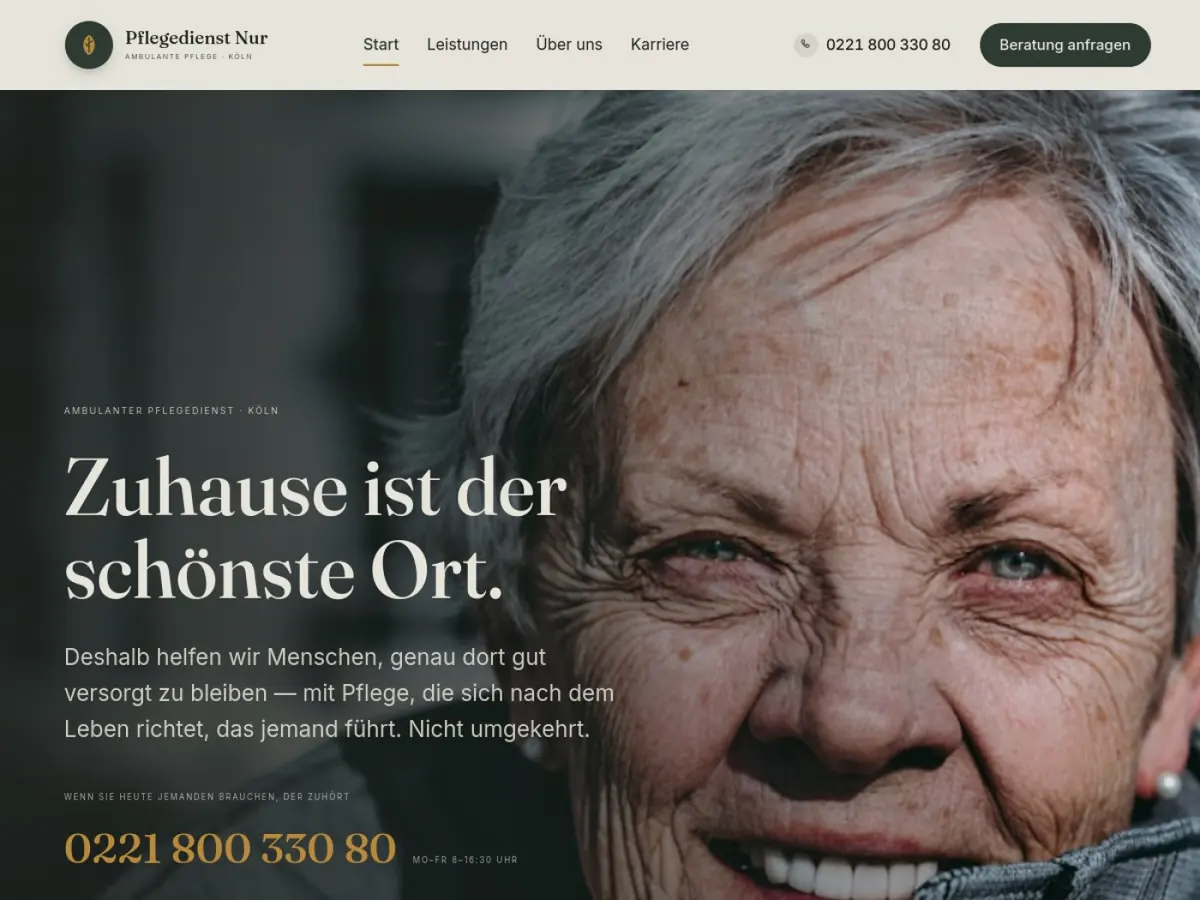 Website Pflegedienst Nur